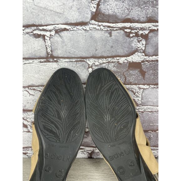 ARCHE Tan Brown Nubuck Leather Peep Toe Slingback Wedge Women’s Sz 42EU/11M US - Picture 8 of 16